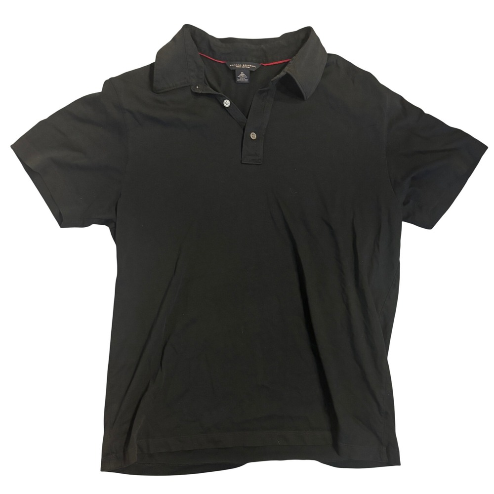 Banana Republic Mens XL Black Pima Cotton Short Sleeve Polo Shirt
